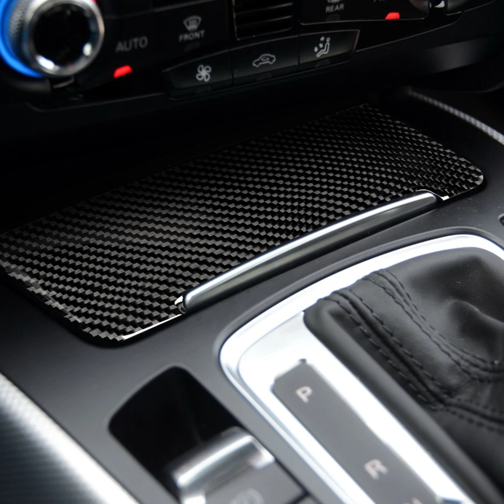 For Audi A4 B8 A5 Q5 Central Control Storage Box Panel Cover Sticker Real Carbon Fiber Car Interior Accessories