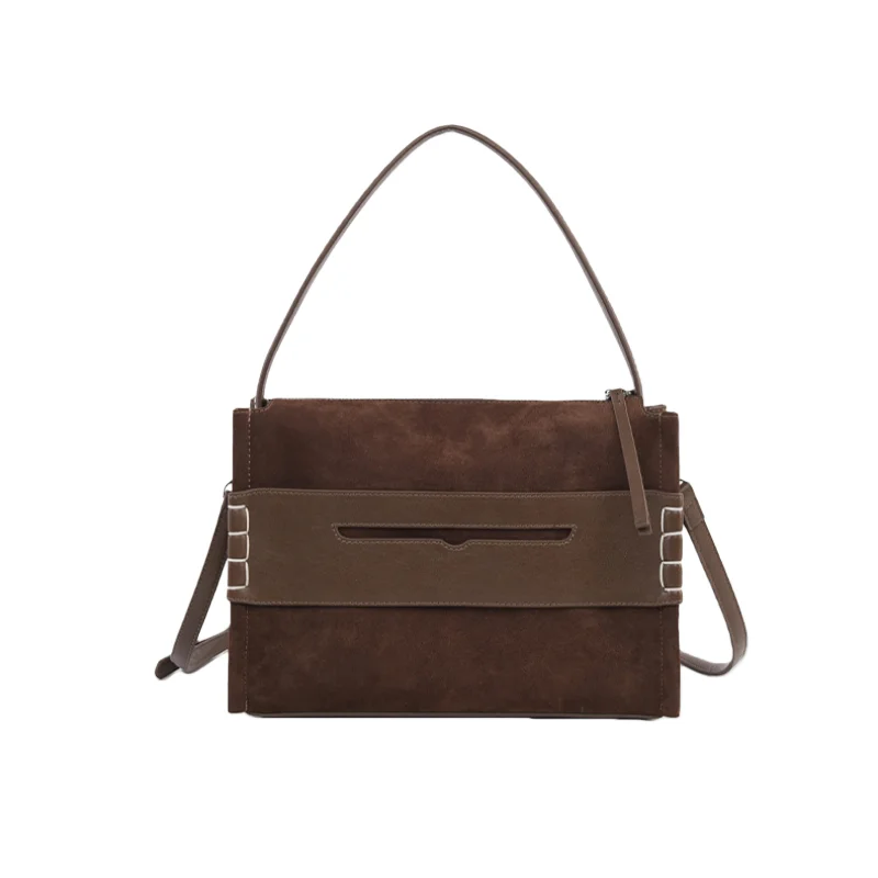 

Retro Suede Crossbody Bag for Women Trendy Frosted Leather Commuter Shoulder Bag High Quality Portable Messenger Bag