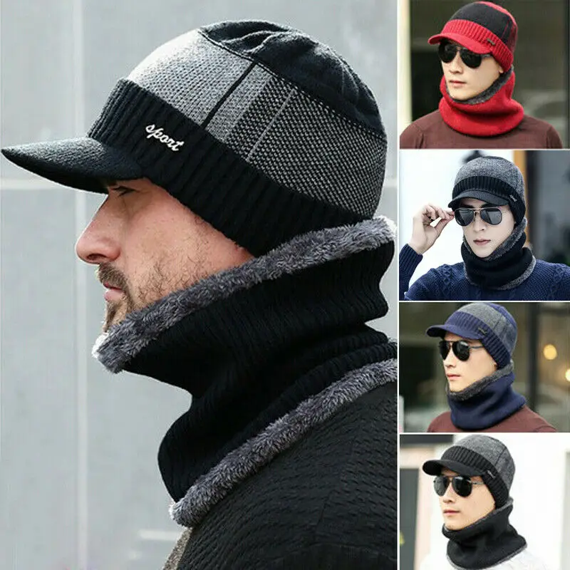 Winter Hat for Men Warm Brimless Hat for Women Wool Scarf Hat Hiking and Skiing Hat Windproof and Moisture-Proof Outdoor Sports