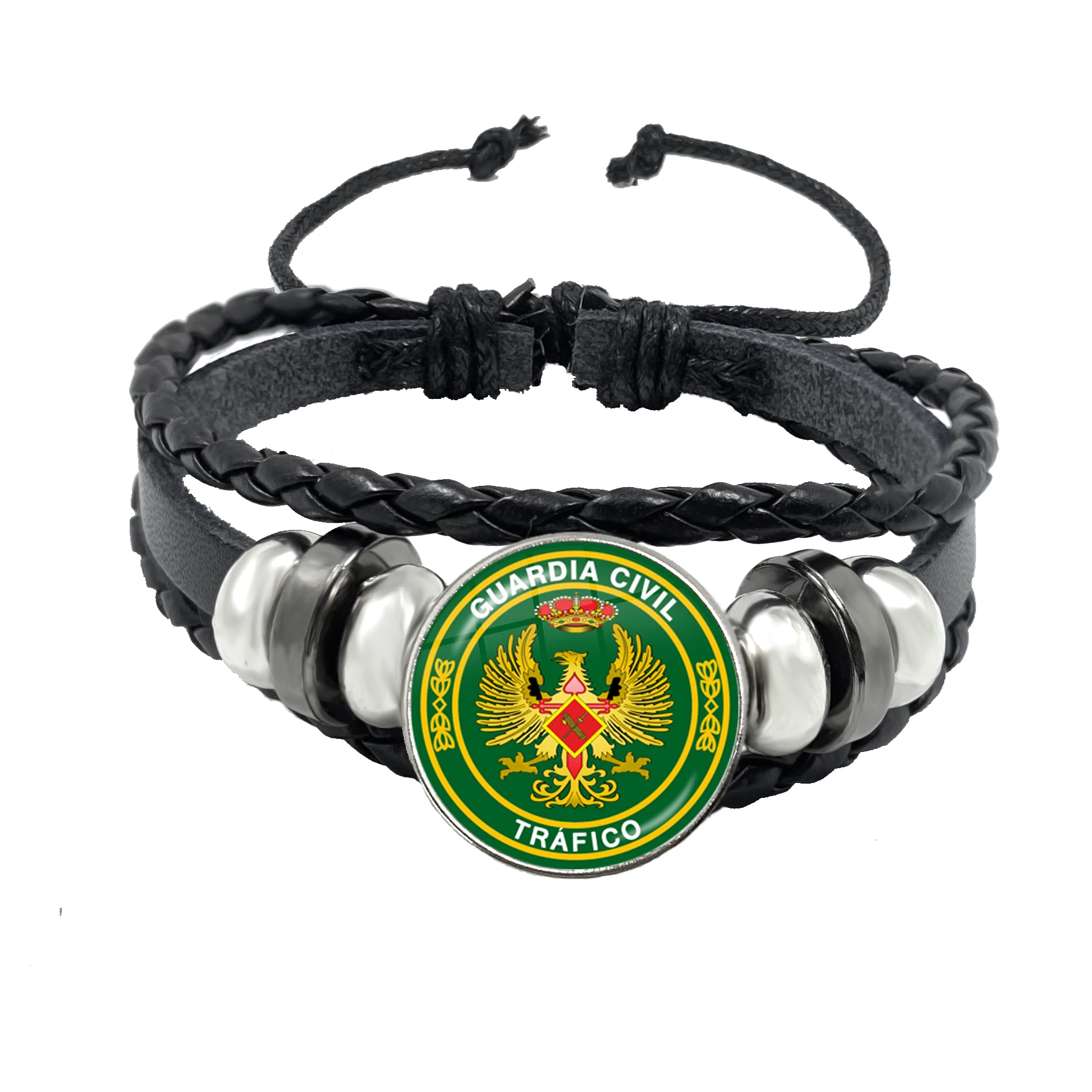 España Guardia Civil El Honor Es Mi Divisa Glass Leather Bracelets Multilayer Spanish Police Braided Bracelets Bangles Jewelry