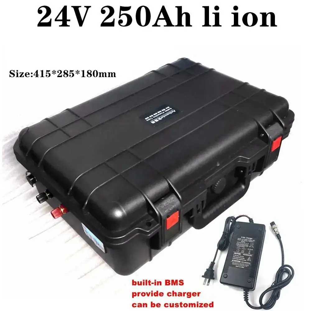 

24V 250Ah Lithium Li Ion Battery Pack with BMS for Marine Leisure Yachts RV Autocaravanas Campers Energy Storage+10A Charger