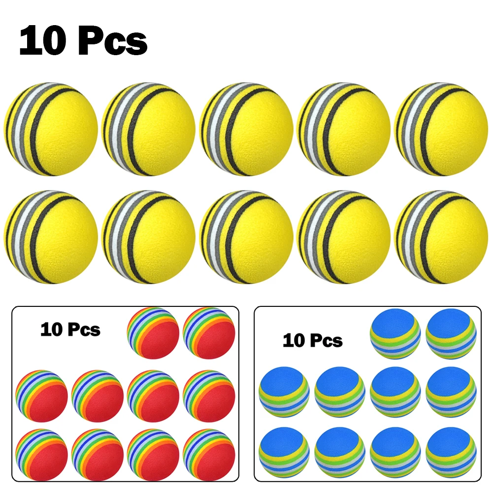 10x Golf Swing Training Foam Balls Indoor Practice Rainbow Sponge Balls Flexible Soft Golf Practice Ball Training Aid Accessory