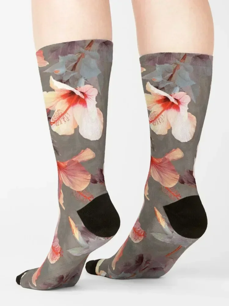 Coral Hibiscus Socks winter hip hop shoes Sports Men's Socks Women's