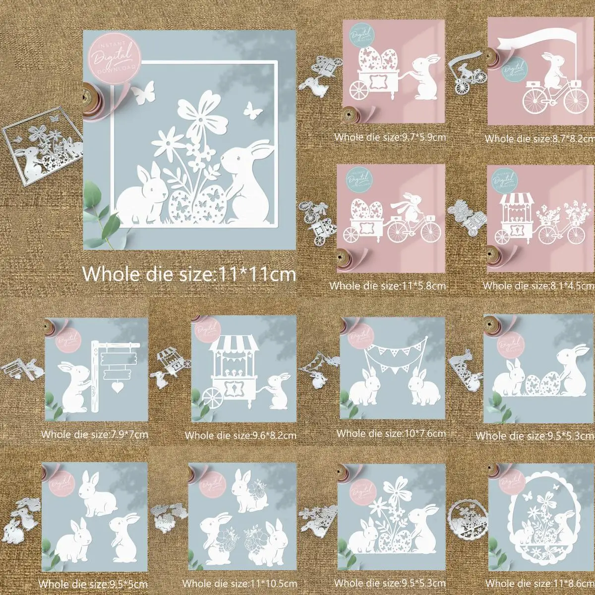 New Design Craft Metal stencil mold Cutting Dies 13 kinds cute bunny easter scrapbook die cuts Album Paper Card Craft Embossing