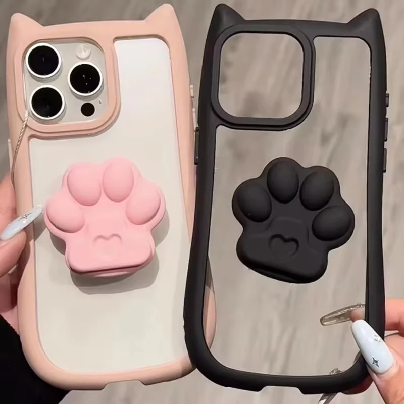 Luxus Katze Ohr Telefon Fall Für iPhone 17 Pro Max Air 13 11 14 16 15 12 16promax 17promax 13promax Stoßfest Weiche TPU Abdeckung Funda