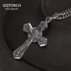 Genuine Sterling Silver 925 Christian Cross Necklace Men and Women Vintage Antique Prayer Religious Pendant Jewelry