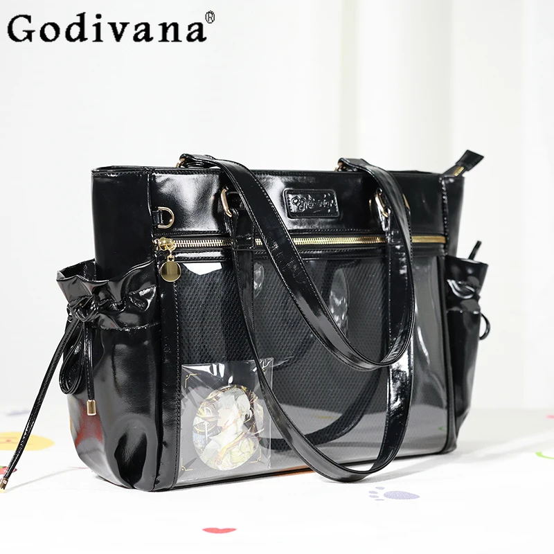 

Japanese Original Lolita Transparent Tote Handbag for Female Students Daily Commute Large Capacity Shoulder Bag