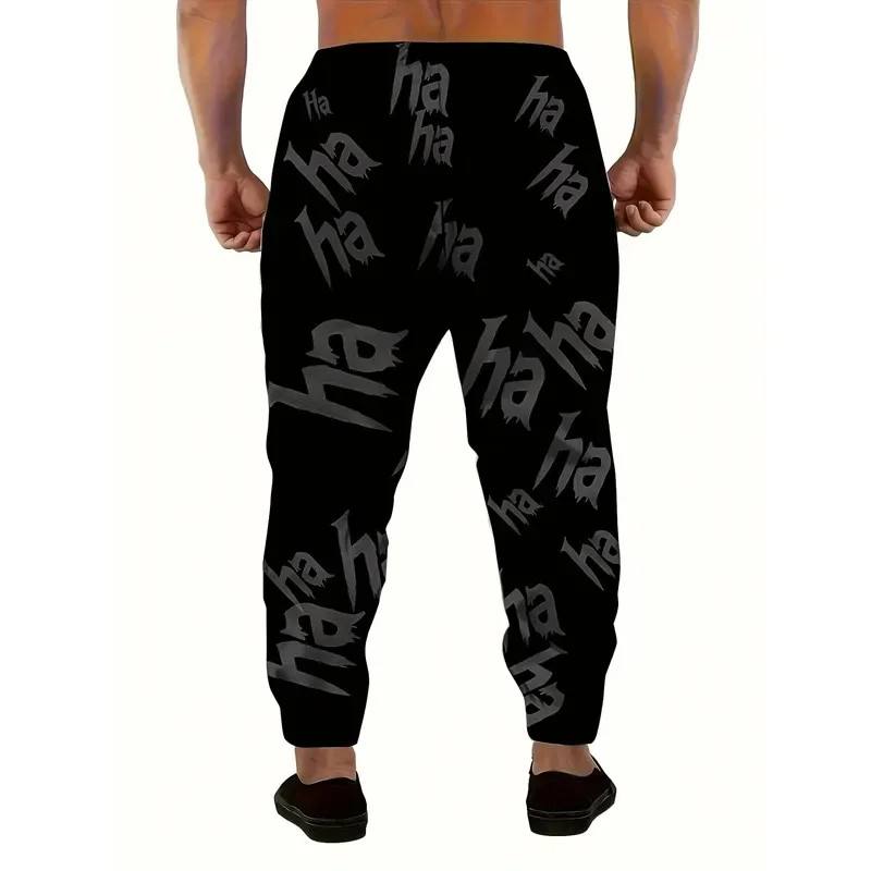 2026 Men's 3D Gray Haha Pattern Print Sports Pants Drawstring Waist Pocket Casual Comfortable Home Pajama Trousers Fashion