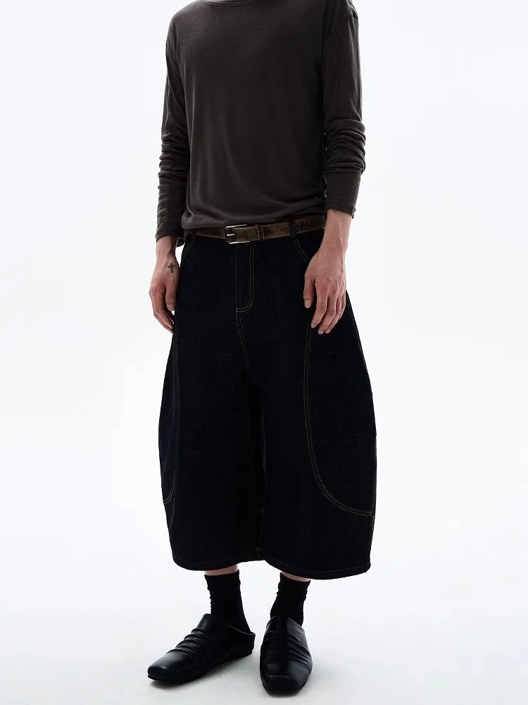 

American Retro Waed Deconstructed Original Color Silhouette Knife Jeans Casual Banana ape Men Women Long Pants