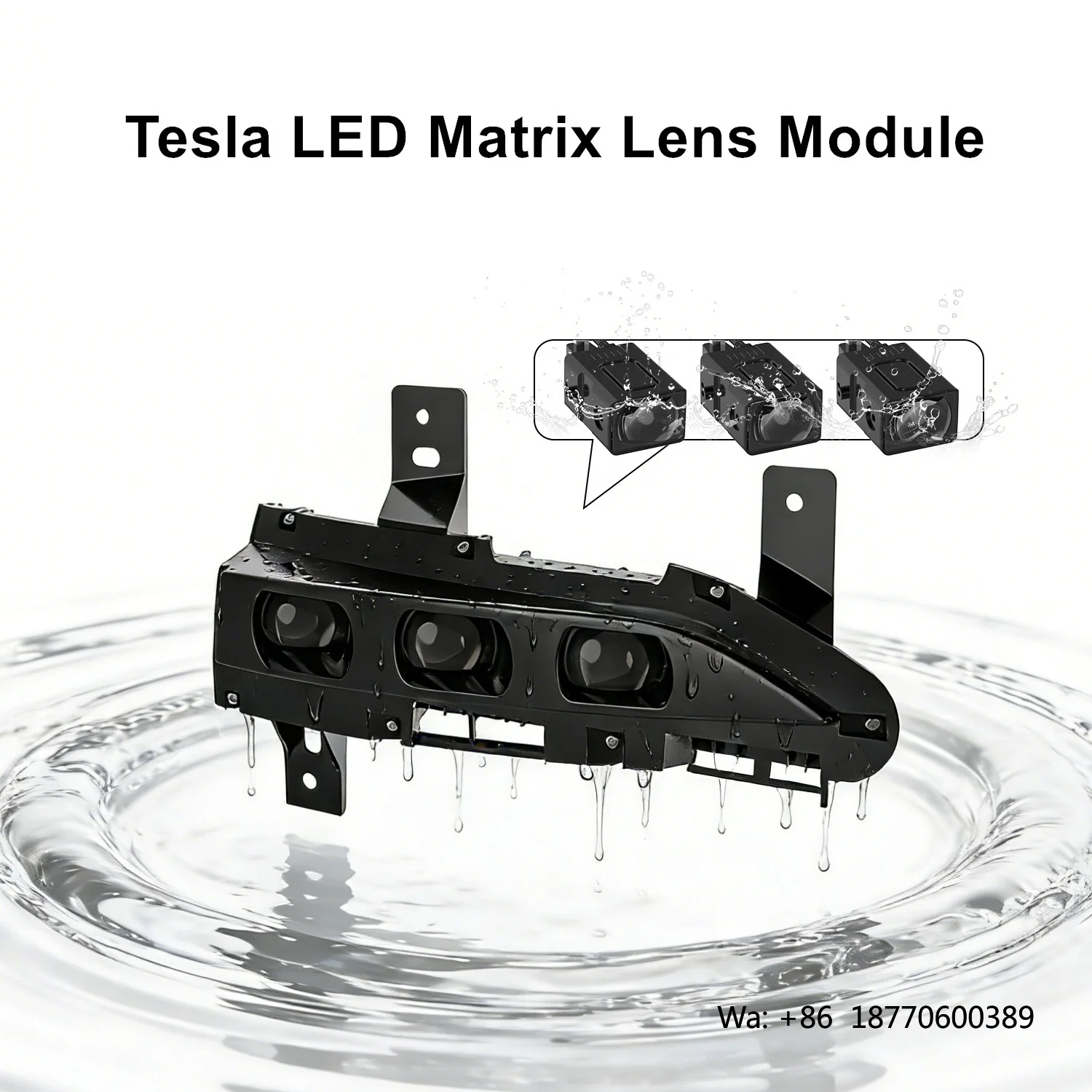 Lanseko New Perfect Fit Easy Installation Replacement Super Bright LED Fog Light Matrix Lens Module Head Lights for Model Y/3