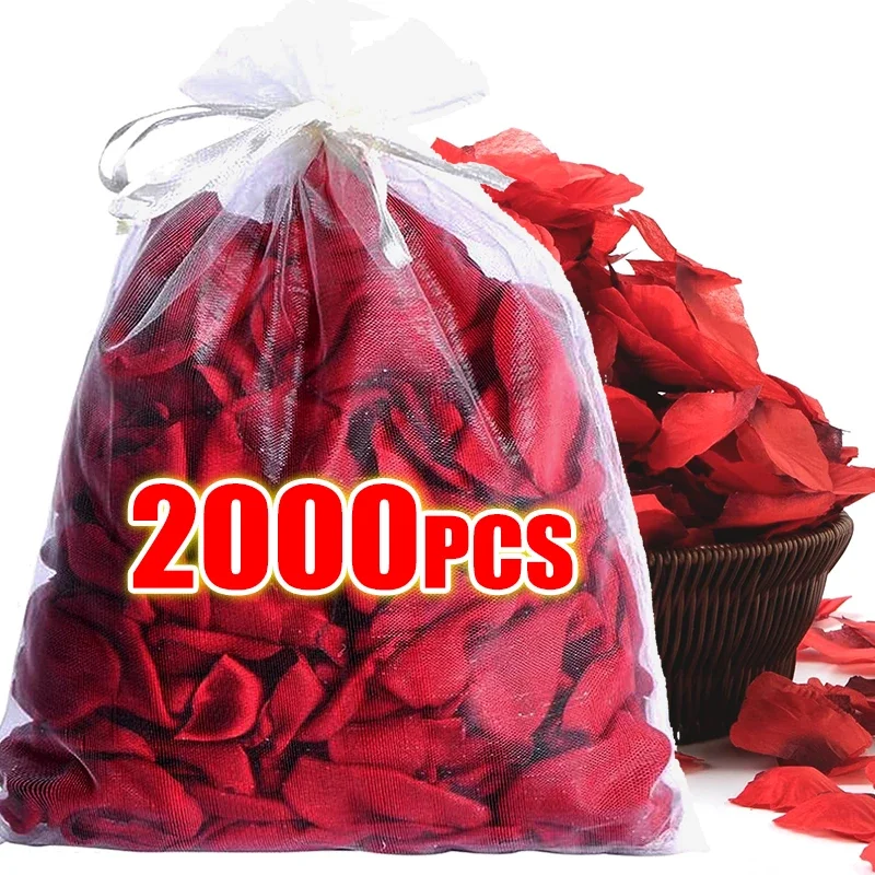 2000/100Pcs Artificial Fake Rose Petals Colorful Red White Gold Roses Petal Flowers For Romantic Wedding Party Favors Decoration