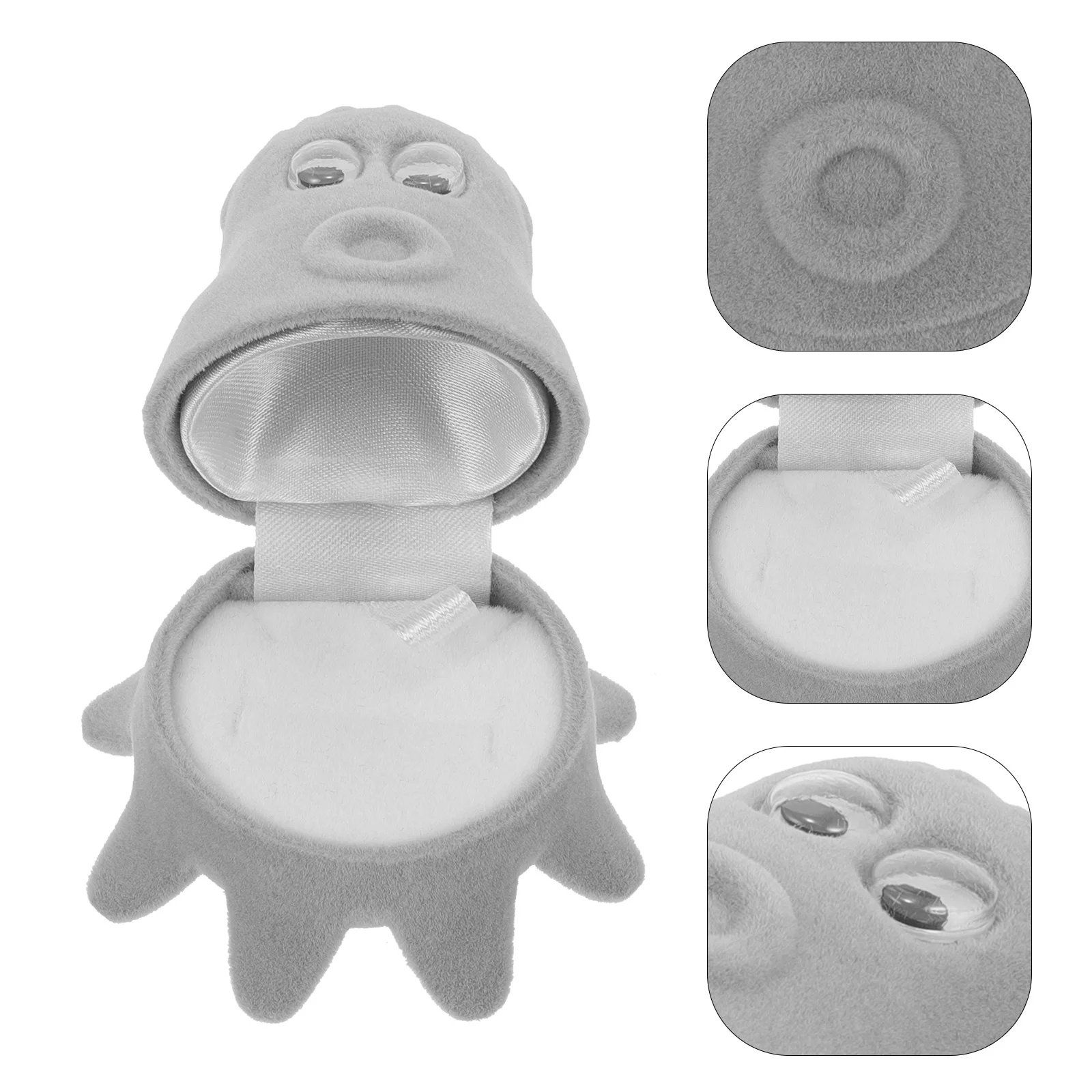 رمادي خاتم صندوق الأخطبوط تصميم مجوهرات المنظم ل الزفاف المشاركة اقتراح حلية حقيبة للتخزين حلقة حامل هدية صندوق #2