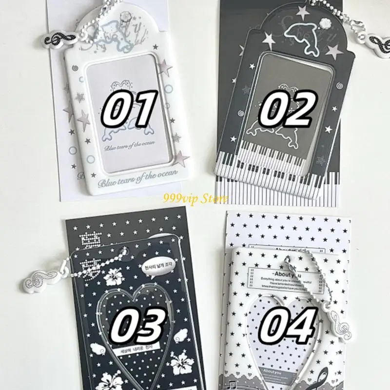 

C90C Photo Card Sleeve with Beads Chain Water Resistant Photocard Sleeve for Keychain