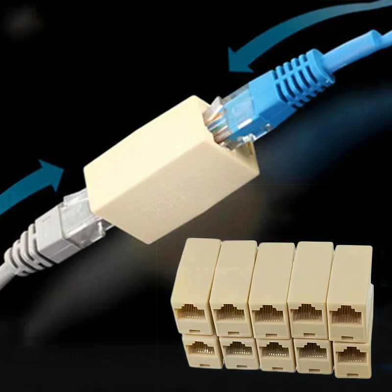 

10 шт. RJ45 LAN-кабельный соединитель, сетевой удлинитель Ethernet для кабеля CAT5 CAT6, двойной прямой адаптер