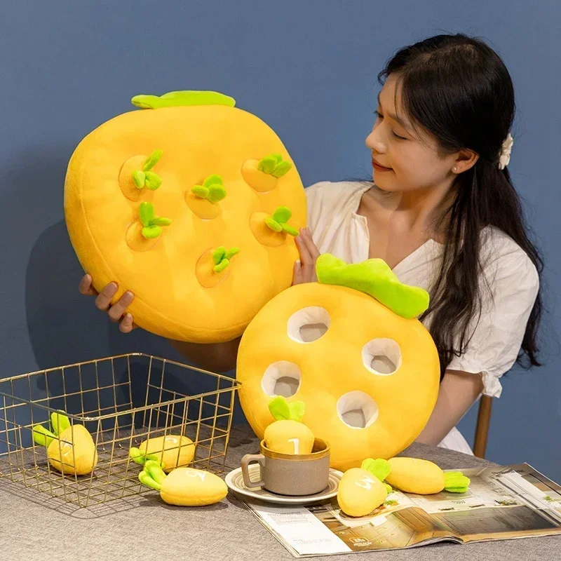 Cartone animato carota peluche farcito tirando ravanello pianta vegetale peluche prima educazione bambola cuscino per bambini giocattolo da masticare per animali domestici