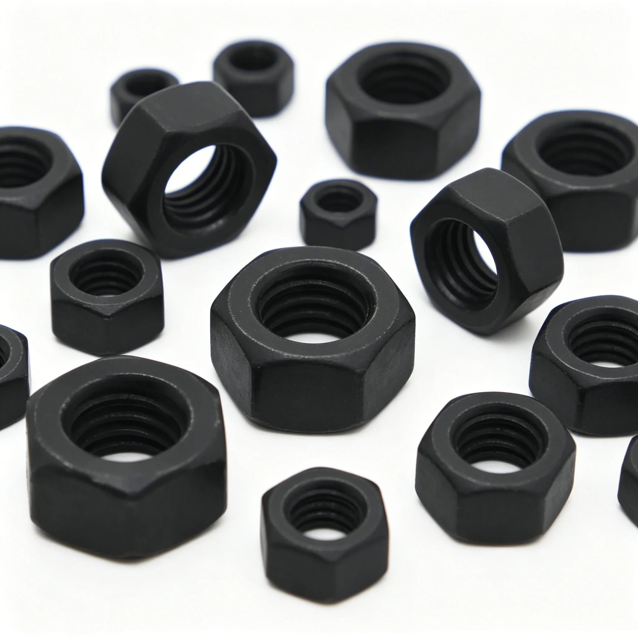 Hexagon Hex Nuts M2 M2.5 M3 M4 M5 M6 M8 M10 M12 M14 M16 M18 M20 M22 M24 M36 Black Oxide Carbon Steel Metric Hex Nuts
