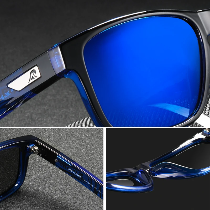 KDEAM Multi-Layer Lenses Polarized Men\'s Sunglasses Blocking Horizontal Glare Square Sun Glasses Women With Brilliant Colors