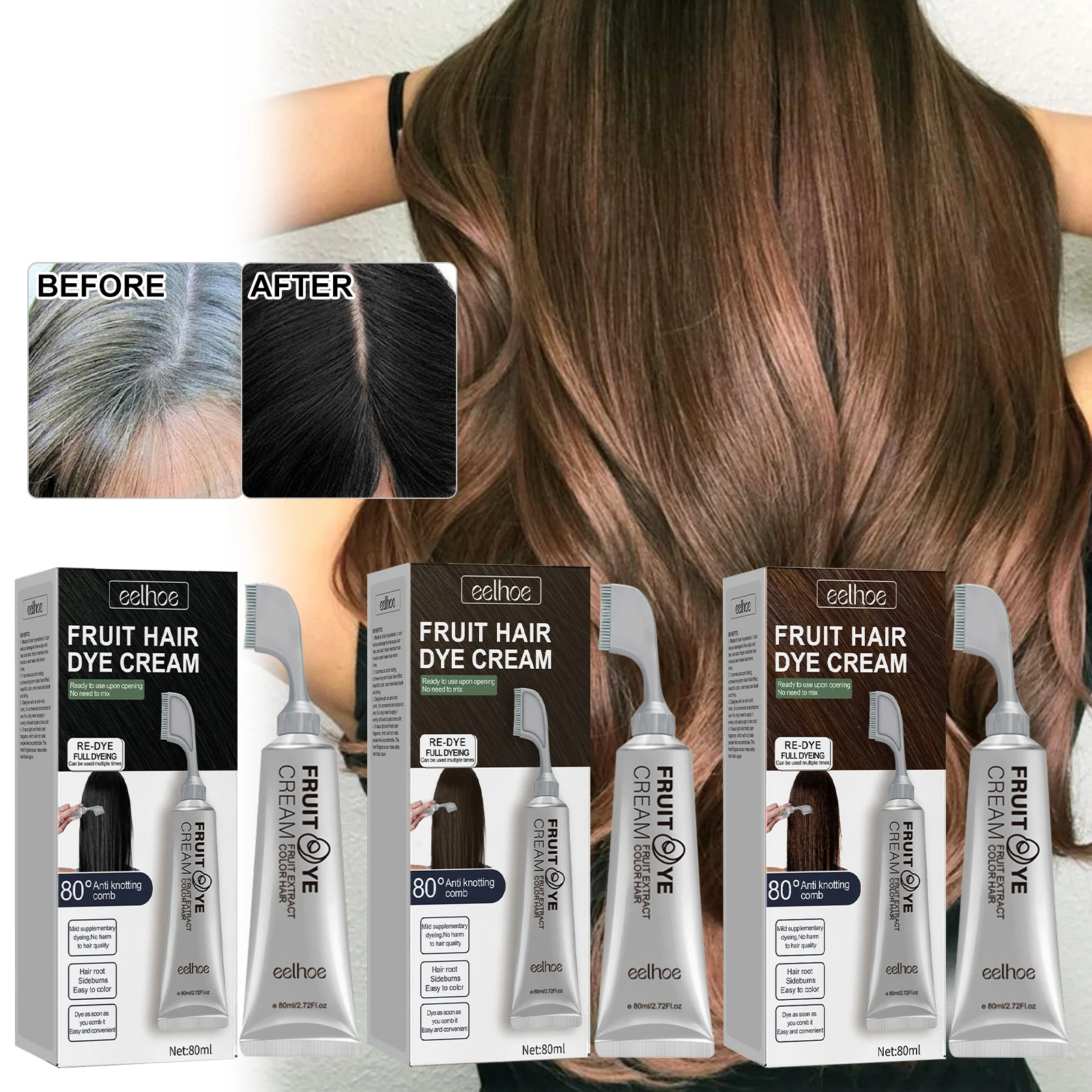 Crema para teñir el cabello con frutas y verduras: una opción natural, suave y duradera, que no daña el cuero cabelludo y el cabello, fácil de colorear