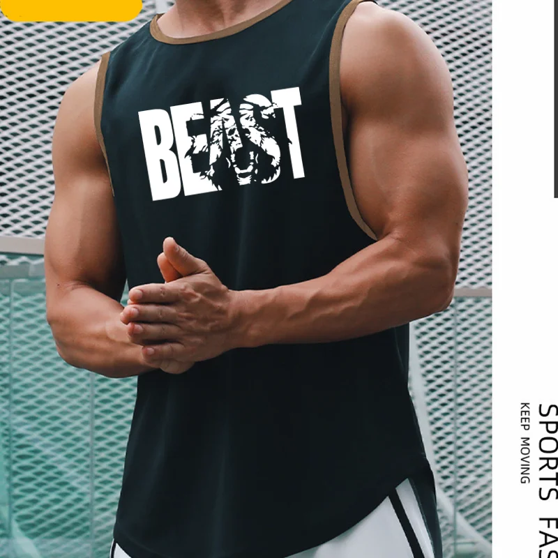 Marathon quick-drying sports vest men\'s sleeveless waistcoat running training basketball loose fitness vest workout gym tank top