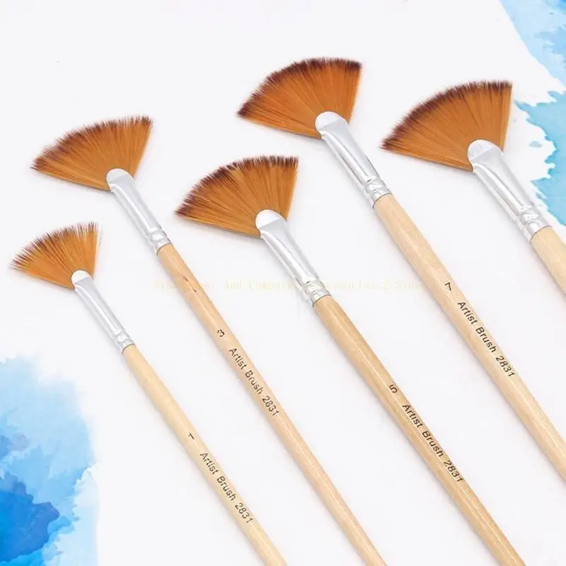 

5x Professional Artist Fan Paint Brush Nylon for Kids Beginners Amateurs Painter