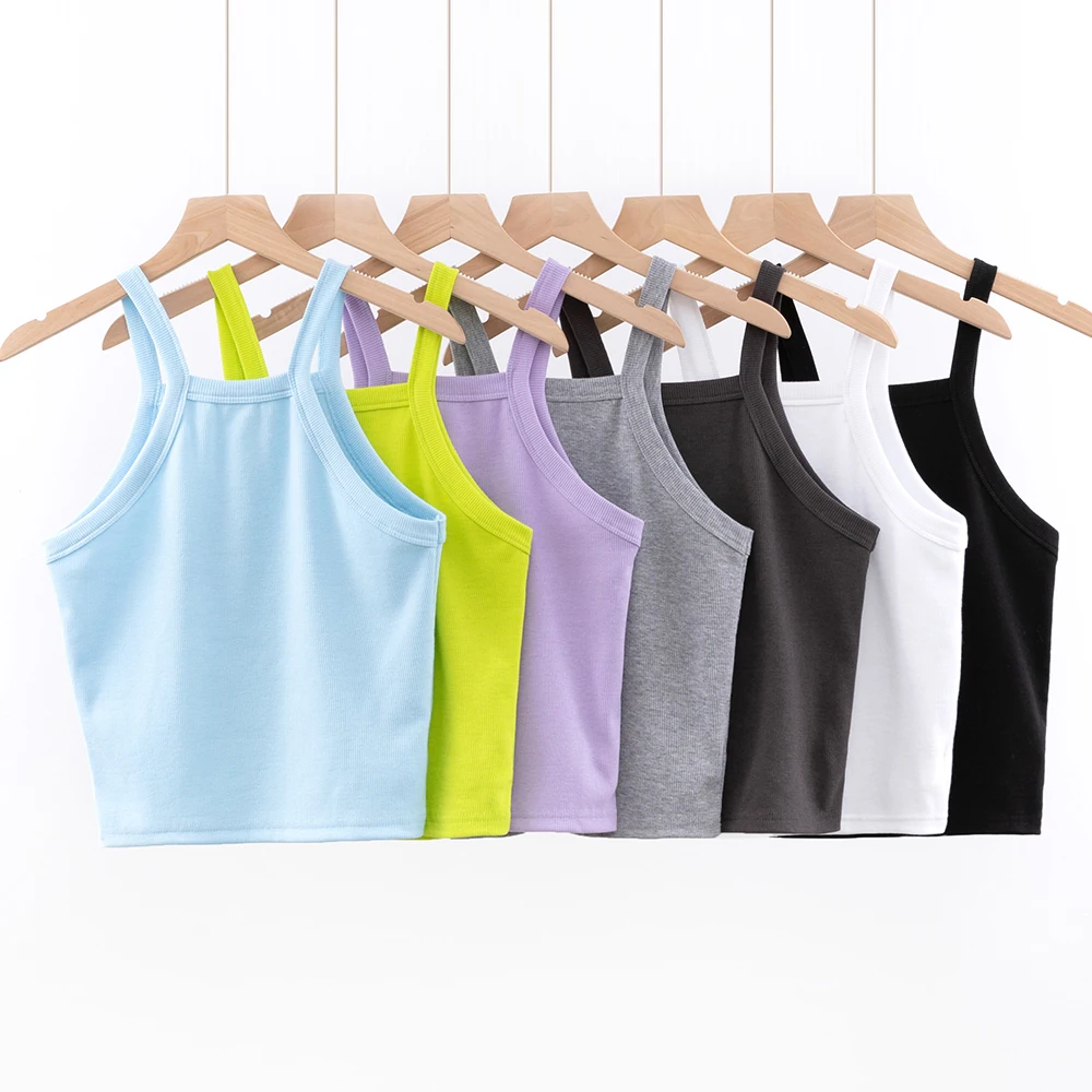 Slim Fit Open Umbilical Strap Top Women's Simple Street Sle Vest Strapl Top for Young Women in Their Late Twenties