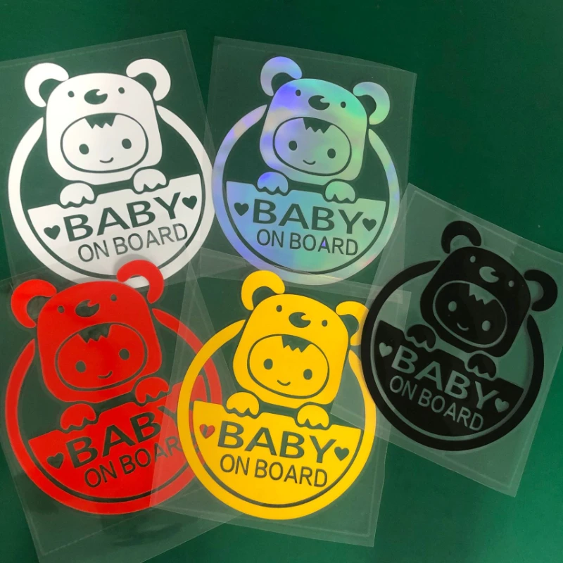 Cute Cartoon Baby on Board Car Reflective Stickers Colorful Safety Warning Sticker Car Window Decals Car Body Decoration Sticker