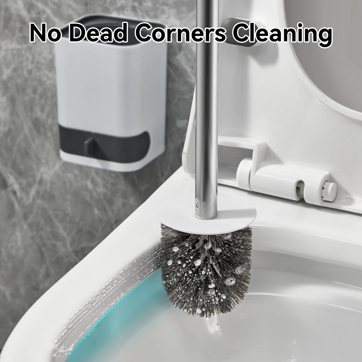 WORTHBUY No Dead Ends Toilet Brush With Base Long Handle Plastic Wall Mounted Bathroom Toilet Cleaning Brush Toilet Accessories