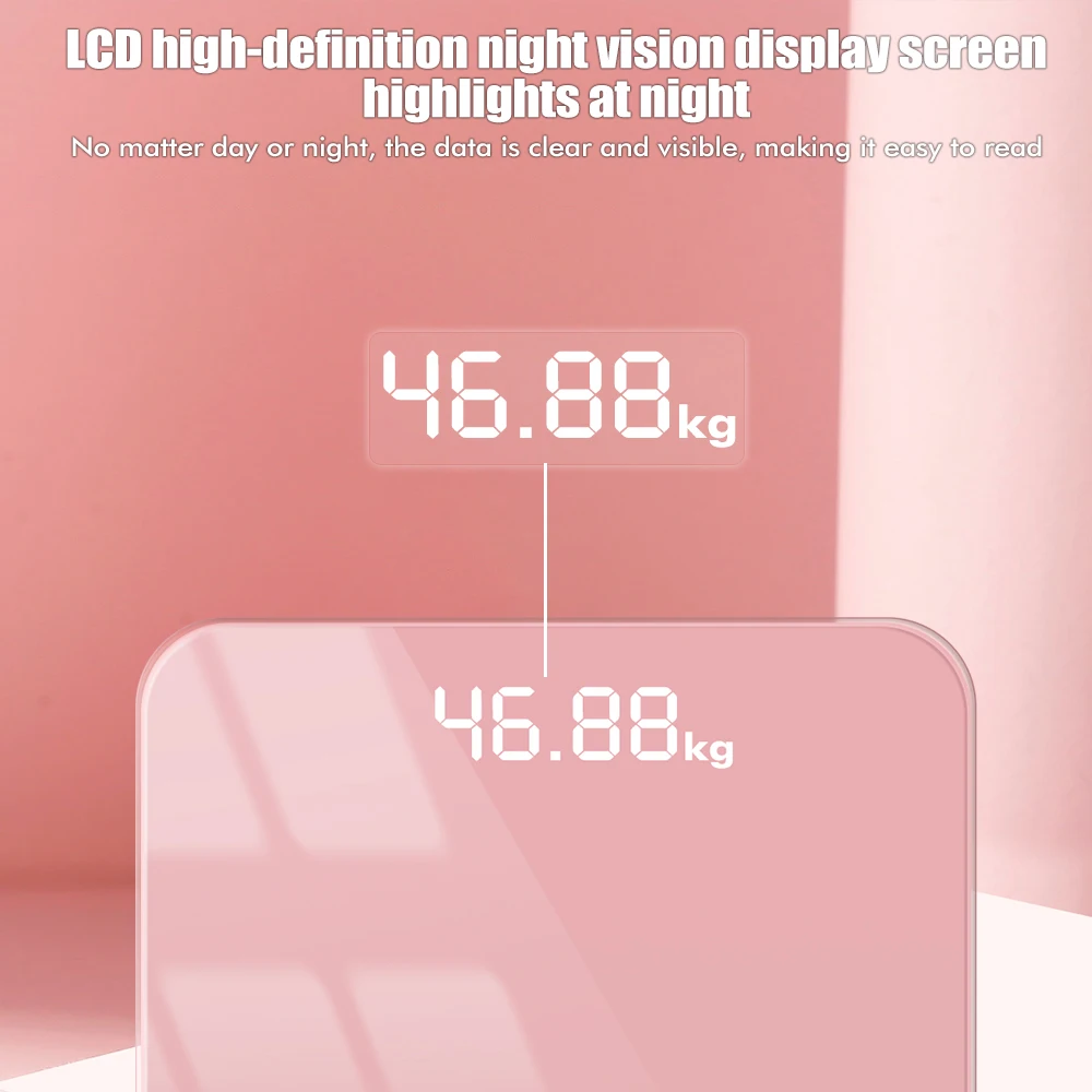 مقياس الحمام الرقمي LED مقياس الدهون في الجسم الذكي قياس دقيق الوزن متضمن 3 * مقياس اختبار محلل بطاريات AAA