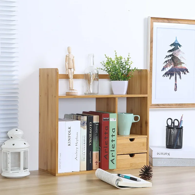 

Nanzhu with pumping office small bookshelf desktop storage simple desktop bookshelf student bookshelf shelf premium