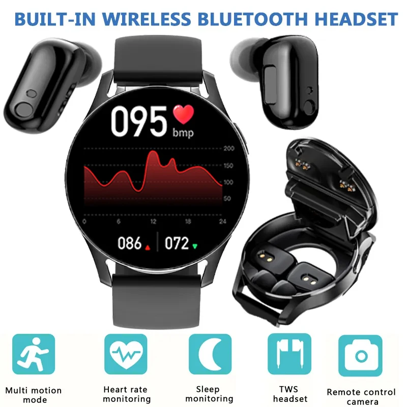 

2023 New X7 Men Smart Watches TWS 2-in-1 Wireless Bluetooth Dual Headphone Call Smart Watch 360 * 360 HD Touch Screen Smartwatch