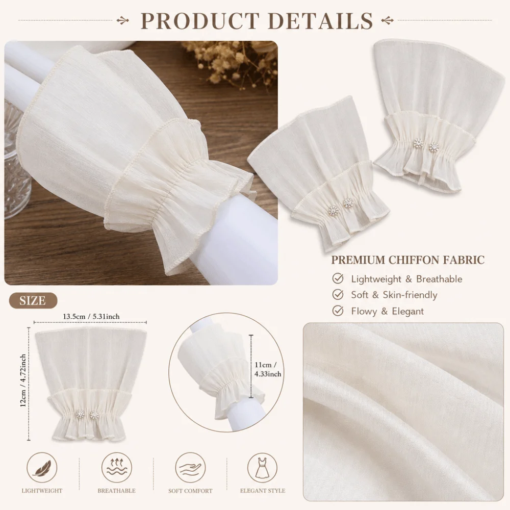 Picture 3: Ruched Pleated Detachable Cuffs Fingerless Gloves Nail Art Accessories Lace Fake Sleeves Cuffs Crystal Fake Flared Sleeves