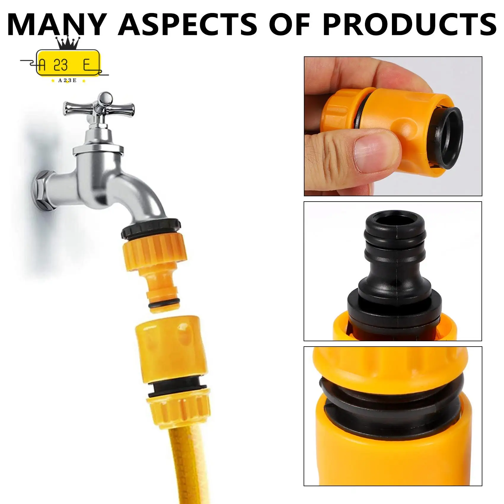 A23E-20 Pcs Garden Hose Connector Set, Connector Hose End Connector Double Hose Connectors Extender Hose Quick Connectors