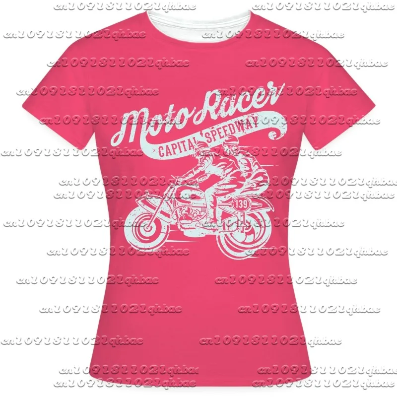 

3D Couple Motorcycle Racing Short Sleeved T-shirt, Casual, Breathable, Quick Drying, Summer Outdoor Cycling Round Neck