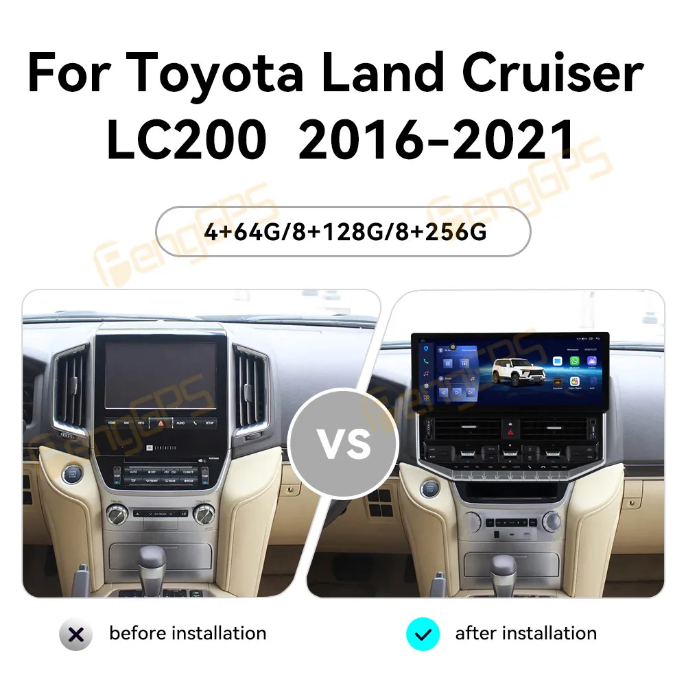 For Toyota Land Cruiser LC200 2016-2021 Android Car Radio Multimedia Video Carplay Autoradio Stereo GPS Navigation Head Unit