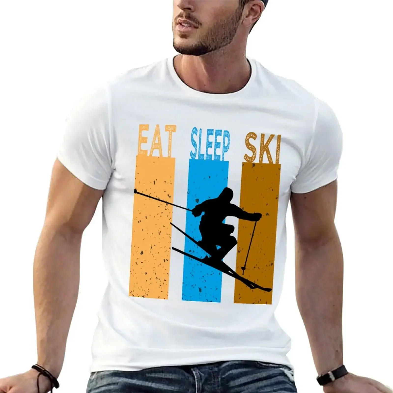 

Crossed ski Essential, Eat Sleep Ski T-Shirt sports fans anime clothes plus size tops sweat shirts, men