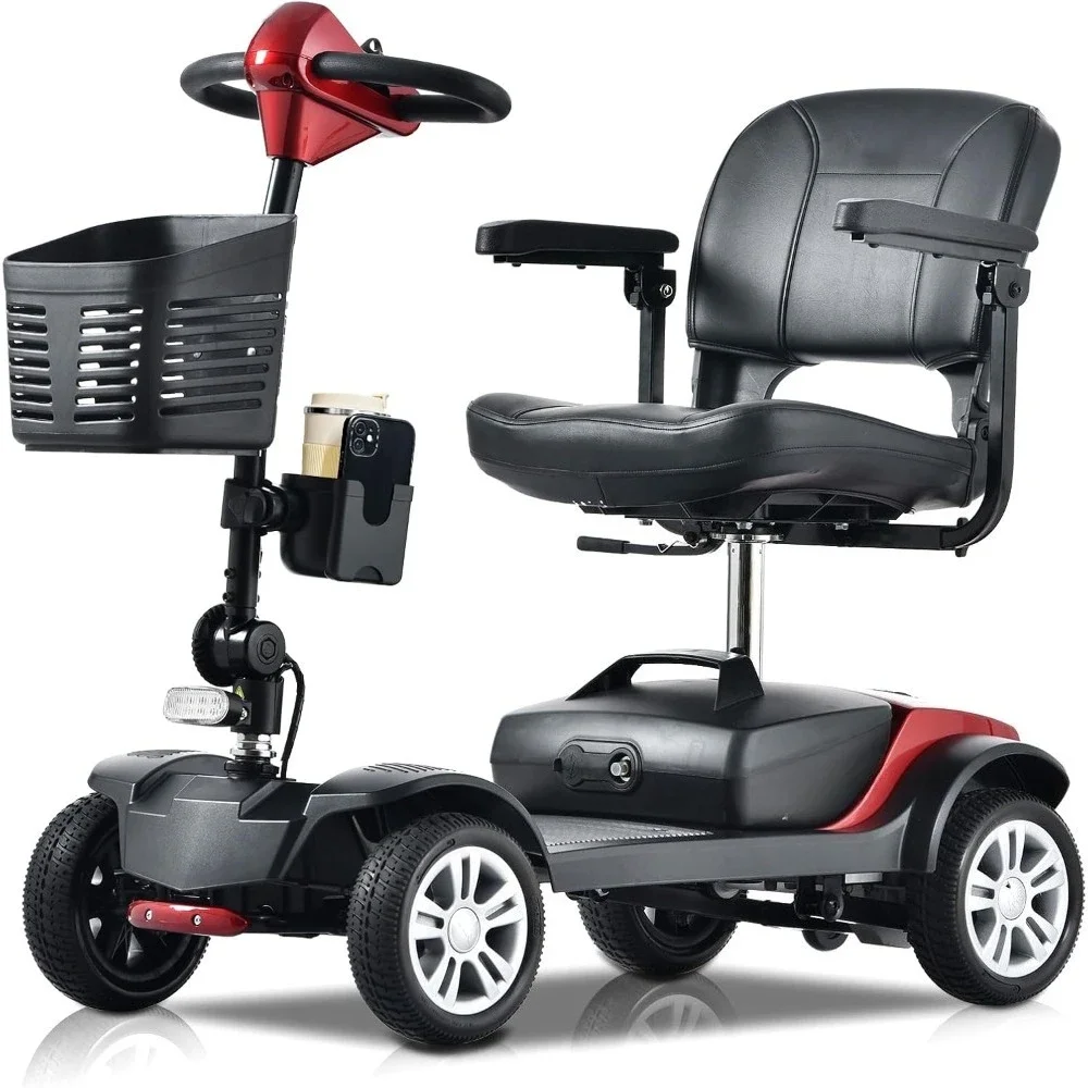 

4 Wheel Mobility Scooter - Lightweight, Foldable Electric Mobbility Scooter for Adults, Seniors with Long Range Battery, Shock A