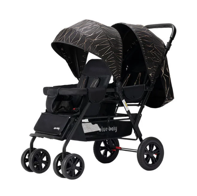 Image 7: Poussette double pliable de haute qualité à prix de gros avec grand espace de rangement
