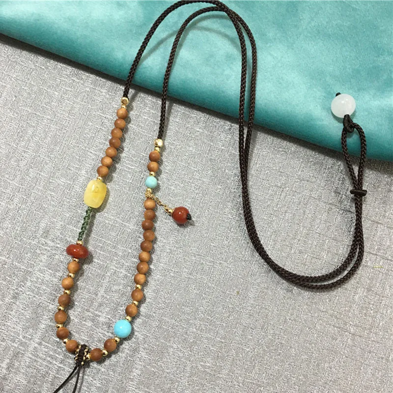 High Grade Hand Woven Pendant With Rope, Sandalwood Wax, South Red Can Be Used With Various Pendant Diy Real-time Accessories