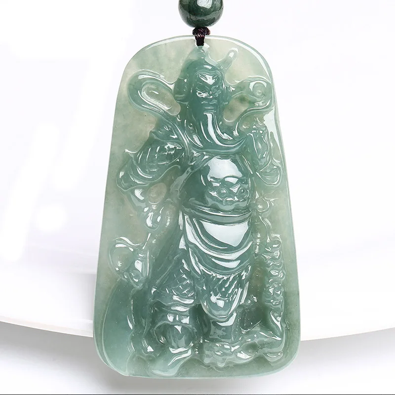 

for Men, Oil Green Martial God of Wealth Pendant, Justice Guan Gong, Domineering Large Jade Amu