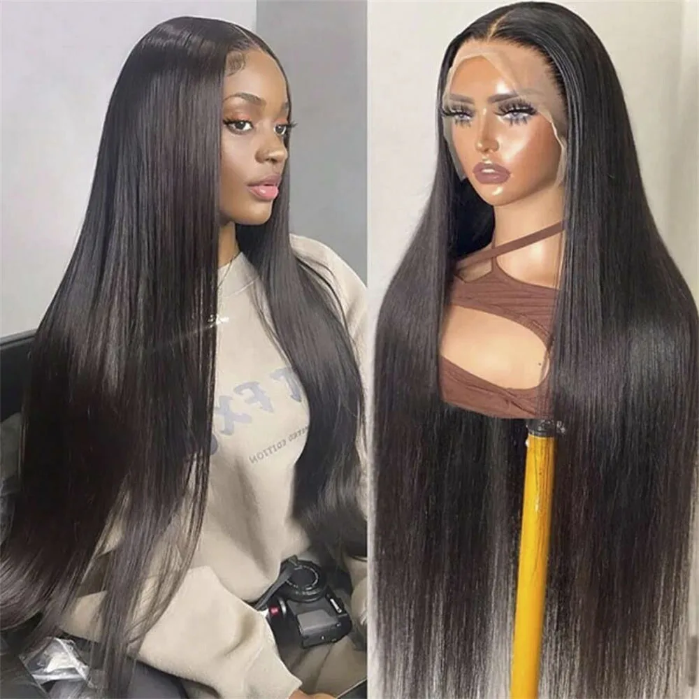 

30 32 Inch Straight 13x4 Lace Front Human Hair Wigs Pre Bleached Knots For Women Malaysian Straight 4x4 Lace Closure Wigs 200%