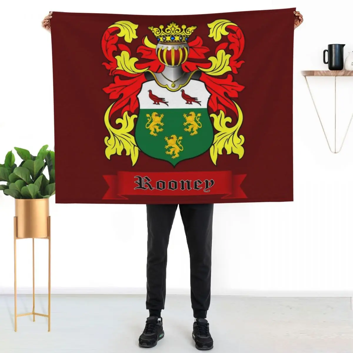 ROONEY FAMILY CREST Throw Blanket Custom Hair Bed Fashionable Luxury Brand Summer Beddings Summer Blankets