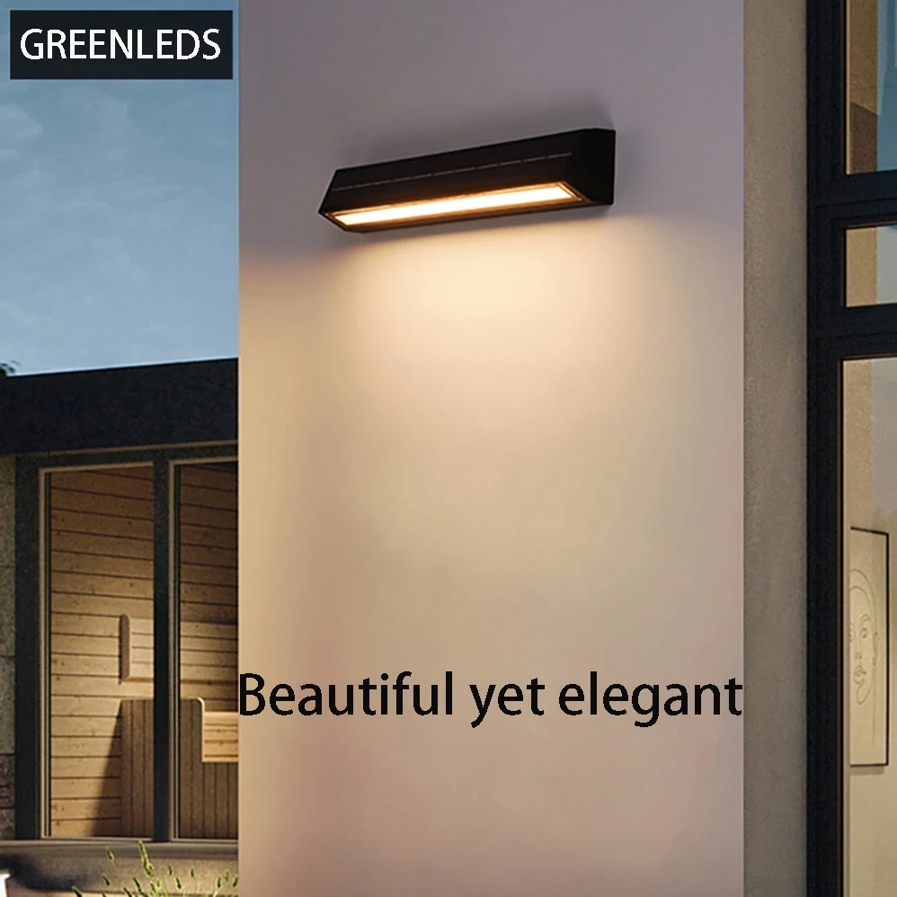 Lámpara LED Solar de pared con batería de litio, luces impermeables para exteriores, estilo minimalista moderno, porche y jardín, 3,7 V, 2200mAh, IP65