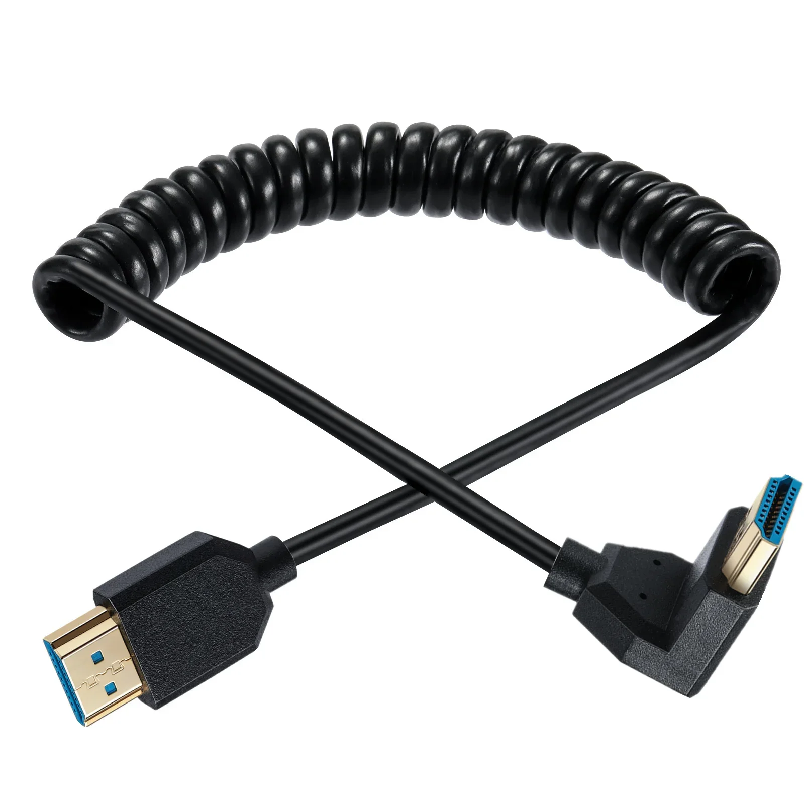 HDMI coiled Cable 8K Super Flexible Slim HDMI-compatible Cord, 48Gbps High Speed 3D 8K60 4K120 144Hz,left/right/up/down