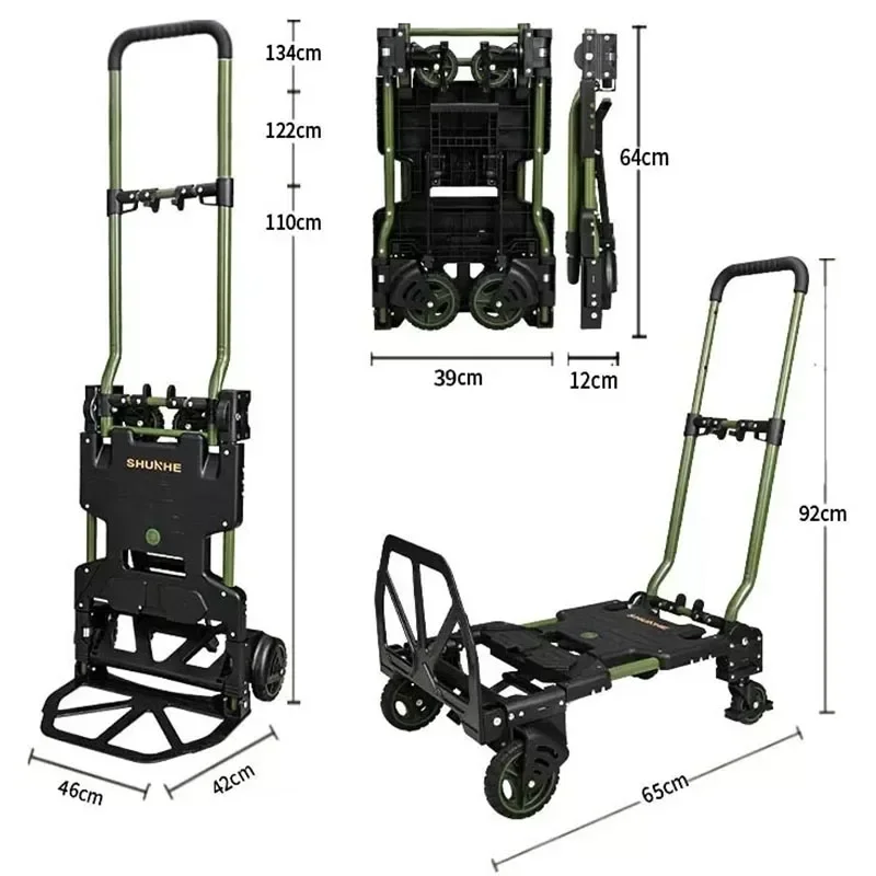 

Household Luggage Cart Portable Folding Trolley Outdoor Camping Wagon Collapsible Hand Truck Multifunction Home Use