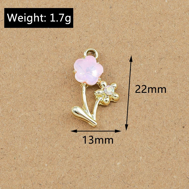 10 pcs 22*13mm Crystal Flower Charms Pendants for Earrings Necklace Bracelet DIY Jewelry Making Accessories Supplies