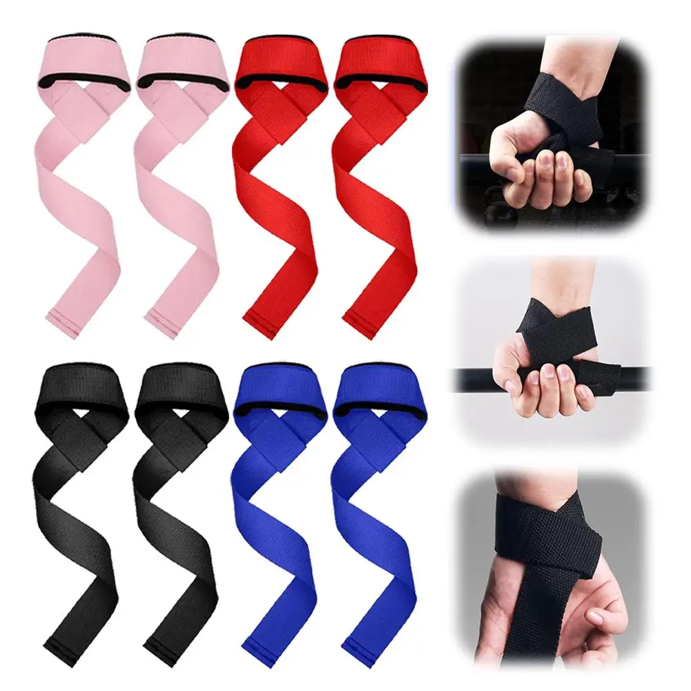 1pair Weightlifting Wrist Straps Strength Training Strap Lifting Non-slip Fitness Adjustable Band Sports Grip Support Gym W I4V3