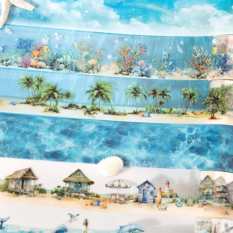 Mr.Paper Diary Around the Sea 시리즈 대화형 매칭 Aquascape 다채로운 테이프 학생을위한 어린이 선물 washi 테이프 세트