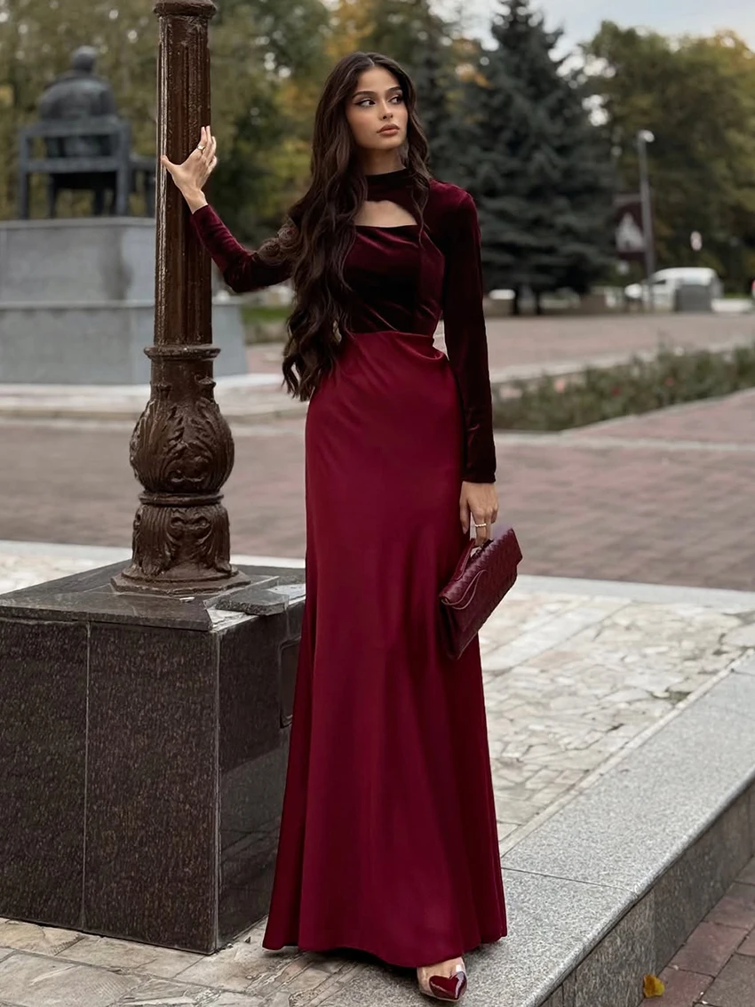 ملابس نوم نسائية شتوية من Marthaqiqi بيجامات برقبة دائرية وأكمام طويلة ملابس نوم عالية الخصر بطول الكاحل فستان نوم أنيق