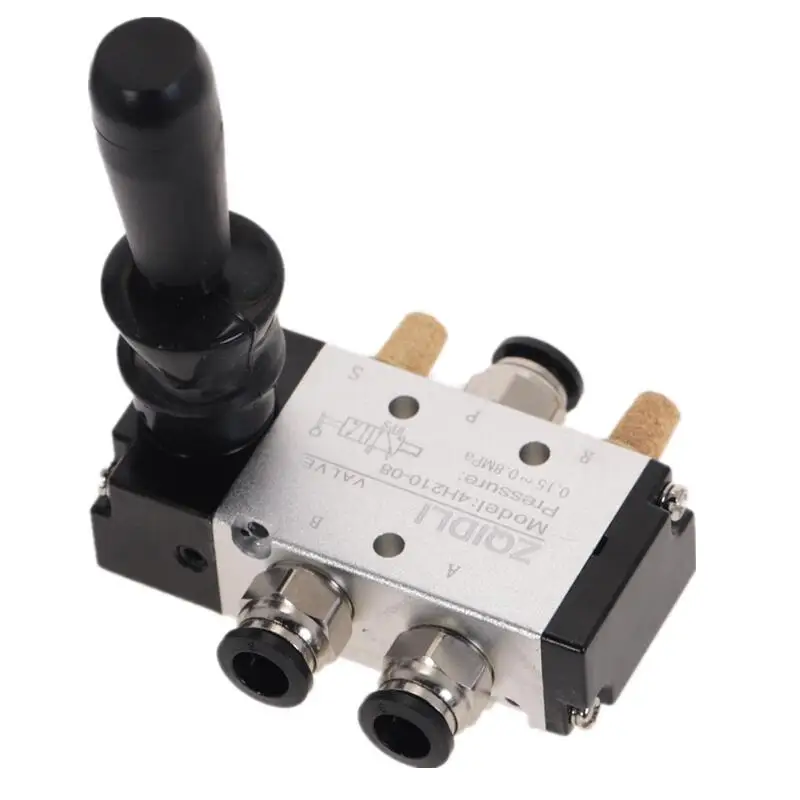 4H210-08 5/2 Way Hand Lever Operated Control Pneumatic Manual Valve w Muffler and Quick Fitting Select image 3