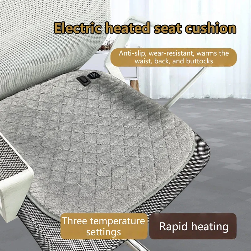 USB Heating Seat Cushion 48x48cm Electric Heated Chair Pad with Fast Heating Soft Warm Pad for Office Car Home Thermostat